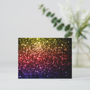 Regenbogen gelb rot lila falscher Glitter funkelt Postkarte