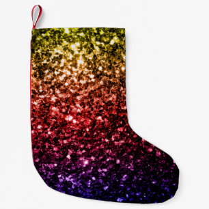 Regenbogen gelb rot violett falscher Glitter funke Kleiner Weihnachtsstrumpf