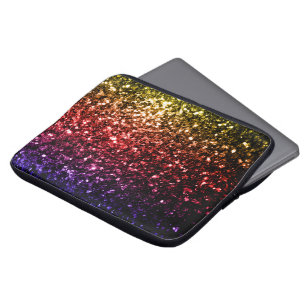 Regenbogen gelb rot violett falscher Glitter funke Laptopschutzhülle