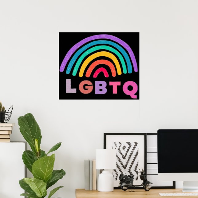 Regenbogen gemalt mit Schrift LGBTQ Poster (Heimbüro)