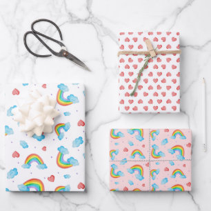 Regenbogen gemustert geschenkpapier set