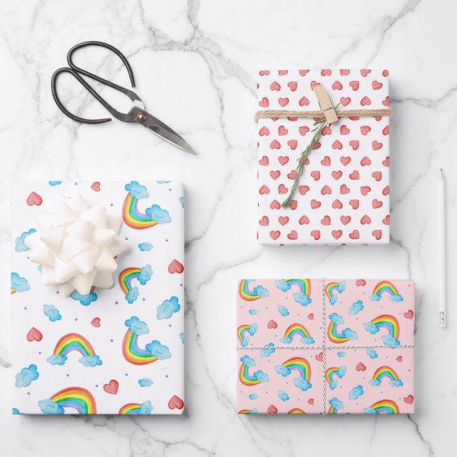Regenbogen gemustert geschenkpapier set (Vorderseite)