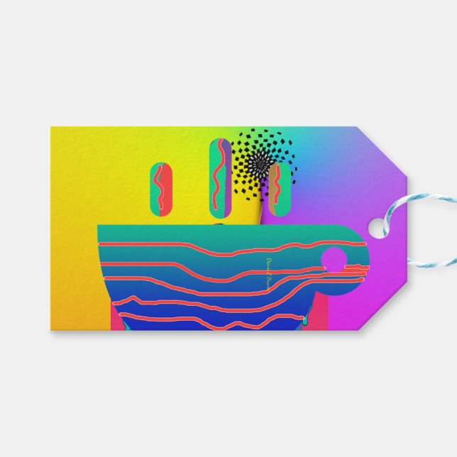 Regenbogen Geo Kaffeetasse  Geschenkanhänger (Vorderseite (Horizontal))