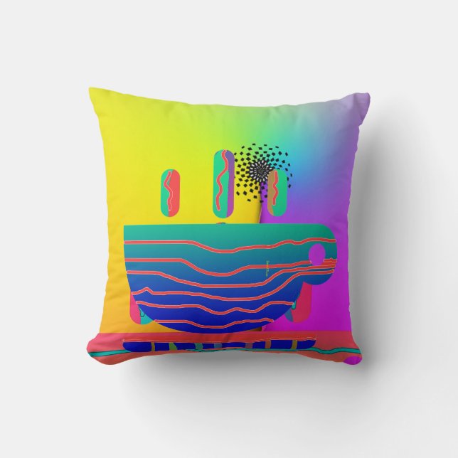 Regenbogen Geo Kaffeetassen Kissen (Vorderseite)