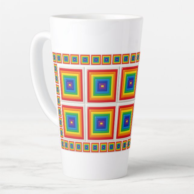 Regenbogen-Geometrisches Raster Milchtasse (Linke Ecke)