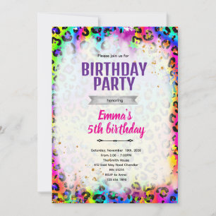 Regenbogen Gepard Leopard Print Einladung