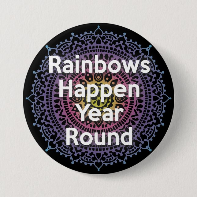 Regenbogen geschehen Jahr-runder Knopf Button (Vorderseite)
