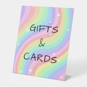 Regenbogen-Geschenke Karten-Schild zum 5. Geburtst Sockelschild
