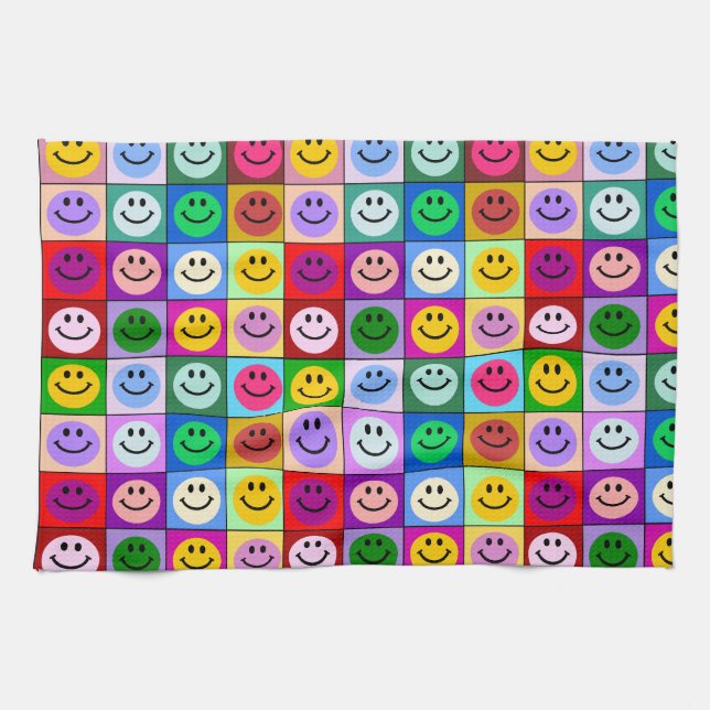 Regenbogen-Gesichtsquadrate Handtuch (Horizontal)