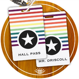 Regenbogen-Gestreifter-Chic-Star-Hall-Pass für Leh Ausweis