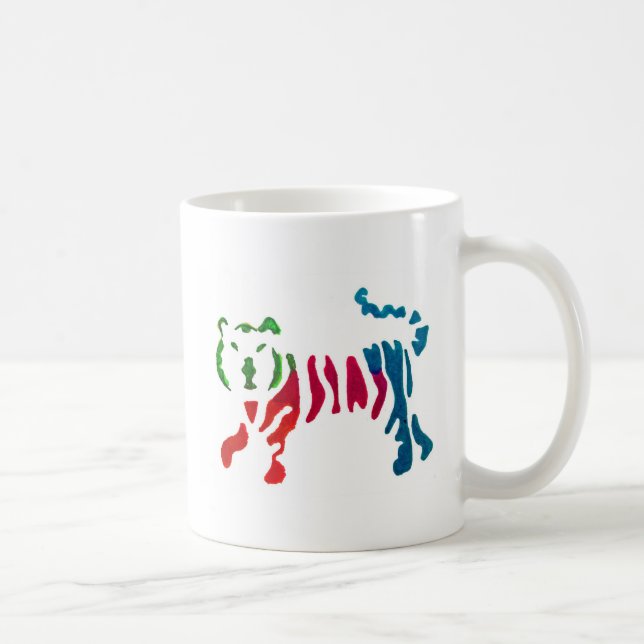 Regenbogen gestreifter Tiger Kunst Kaffeetasse (Rechts)