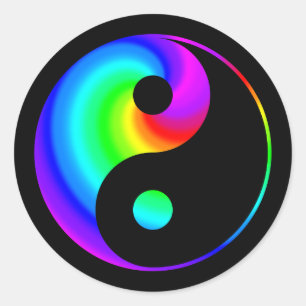 Regenbogen gewundener Yin Yang Aufkleber