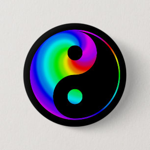 Regenbogen gewundener Yin Yang Symbol-Knopf Button