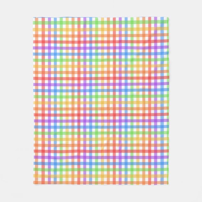 Regenbogen-Gingham-Karo geometrisches Muster Fleecedecke (Vorderseite)