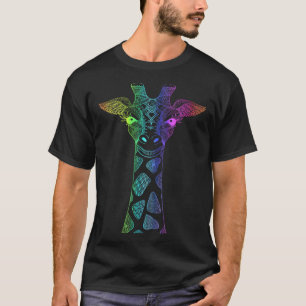 Regenbogen-Giraffe-Mandala-Lotusblume-Yoga-Meditat T-Shirt