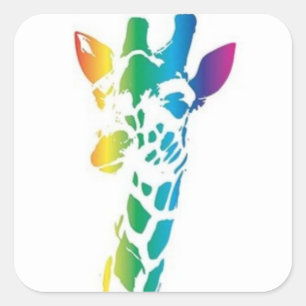 Regenbogen-Giraffe Quadratischer Aufkleber