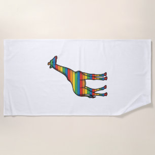 Regenbogen-Giraffe Vintage-Stich-Vektor-Design_1 Strandtuch