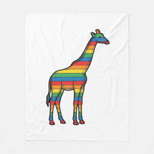 Regenbogen-Giraffe Vintage-Stich-Vektordesign_1 Fleecedecke
