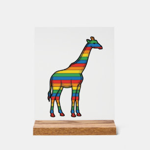 Regenbogen-Giraffe Vintage-Stichvektor-Design_1 Acrylschild
