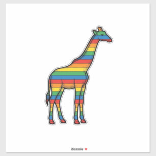 Regenbogen-Giraffe Vintage-Stichvektor-Design_1 Aufkleber