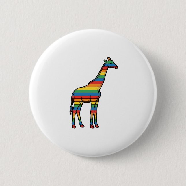 Regenbogen-Giraffe Vintage-Stichvektor-Design_1 Button (Vorderseite)