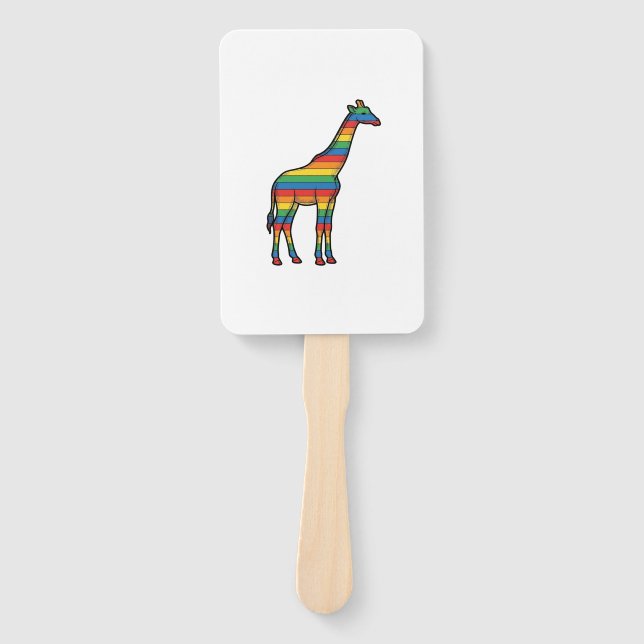 Regenbogen-Giraffe Vintage-Stichvektor-Design_1 Fächer (Vorderseite)