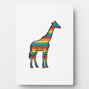 Regenbogen-Giraffe Vintage-Stichvektor-Design_1 Fotoplatte