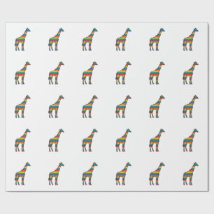 Regenbogen-Giraffe Vintage-Stichvektor-Design_1 Geschenkpapier