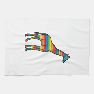 Regenbogen-Giraffe Vintage-Stichvektor-Design_1 Geschirrtuch