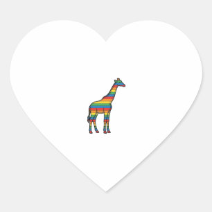 Regenbogen-Giraffe Vintage-Stichvektor-Design_1 Herz-Aufkleber