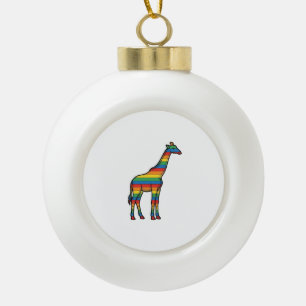 Regenbogen-Giraffe Vintage-Stichvektor-Design_1 Keramik Kugel-Ornament
