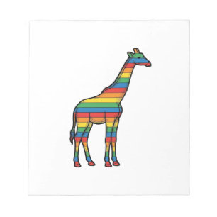 Regenbogen-Giraffe Vintage-Stichvektor-Design_1 Notizblock