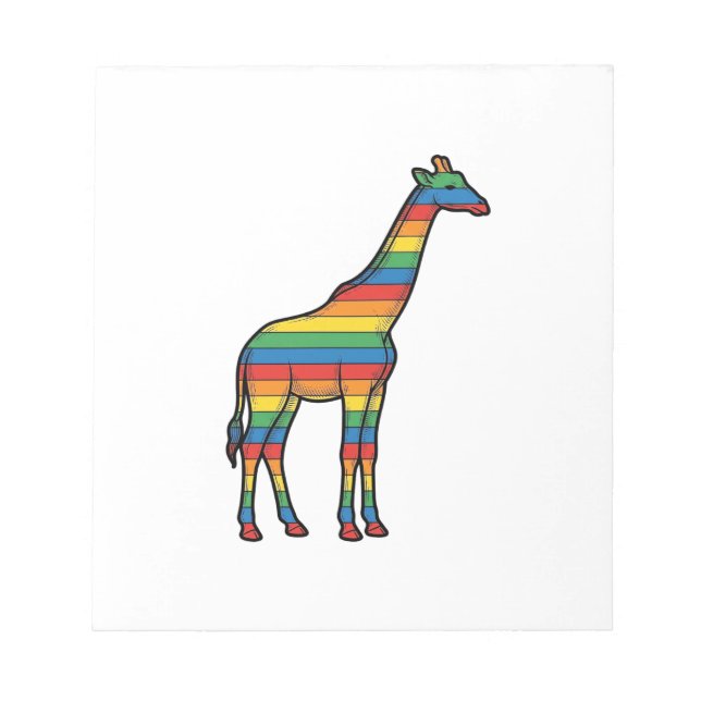 Regenbogen-Giraffe Vintage-Stichvektor-Design_1 Notizblock (Vorderseite)