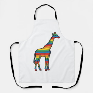 Regenbogen-Giraffe Vintage-Stichvektor-Design_1 Schürze