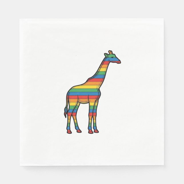 Regenbogen-Giraffe Vintage-Stichvektor-Design_1 Serviette (Vorderseite)