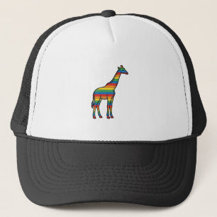 Regenbogen-Giraffe Vintage-Stichvektor-Design_1 Truckerkappe