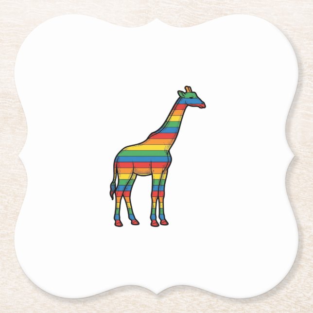 Regenbogen-Giraffe Vintage-Stichvektor-Design_1 Untersetzer (Vorderseite)