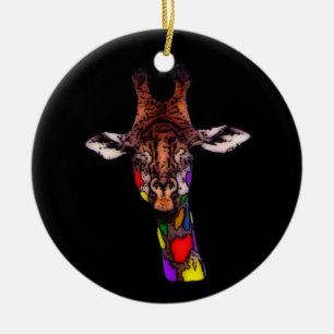 Regenbogen-Giraffen-Verzierung Keramikornament