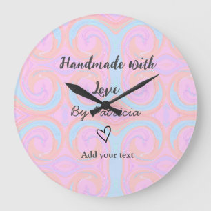 Regenbogen Glanz handmade mit Liebe Namenstext hin Große Wanduhr