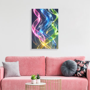 Regenbogen-Glas-Helix - Vertikale 3D-Neonbänder Leinwanddruck
