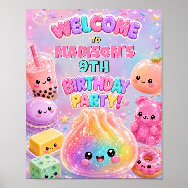 Regenbogen Glitter Dumpling Squishies Geburtstagsf Poster (Vorne)