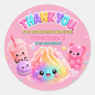 Regenbogen Glitter Dumpling Squishies Geburtstagsf Runder Aufkleber