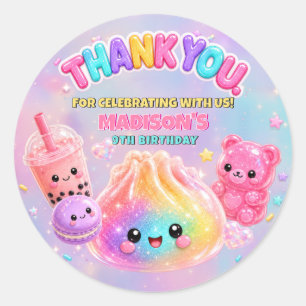 Regenbogen Glitter Dumpling Squishies Geburtstagsf Runder Aufkleber