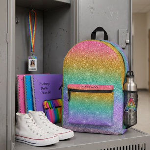 Regenbogen Glitter Funkeln moderner Mädchen Rucksa Bedruckter Rucksack