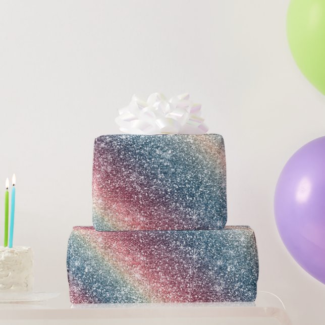 Regenbogen Glitter  Geschenkpapier (Partygeschenke)