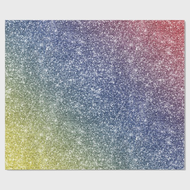 Regenbogen Glitter  Geschenkpapier (Flach)