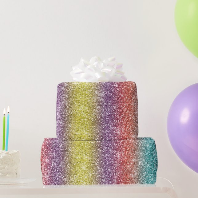 Regenbogen Glitter  Geschenkpapier (Partygeschenke)