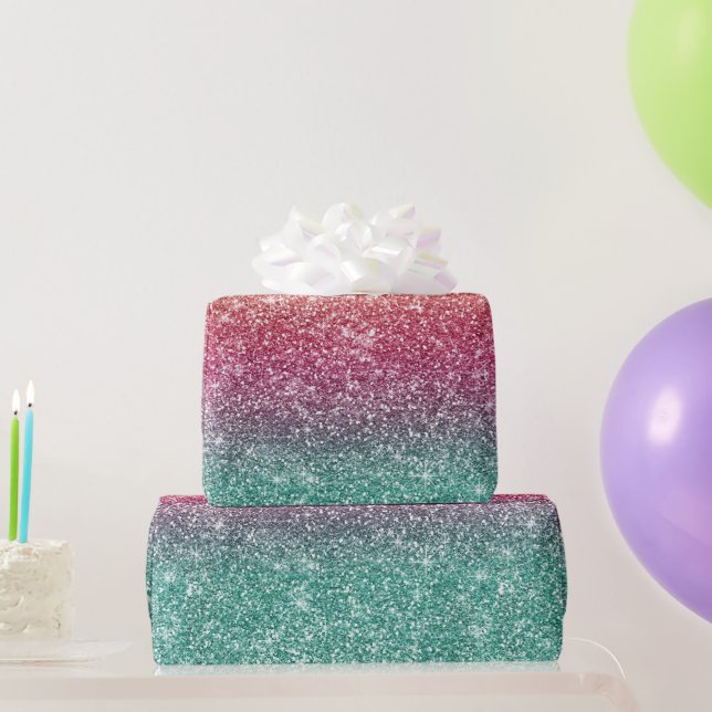 Regenbogen Glitter  Geschenkpapier (Partygeschenke)