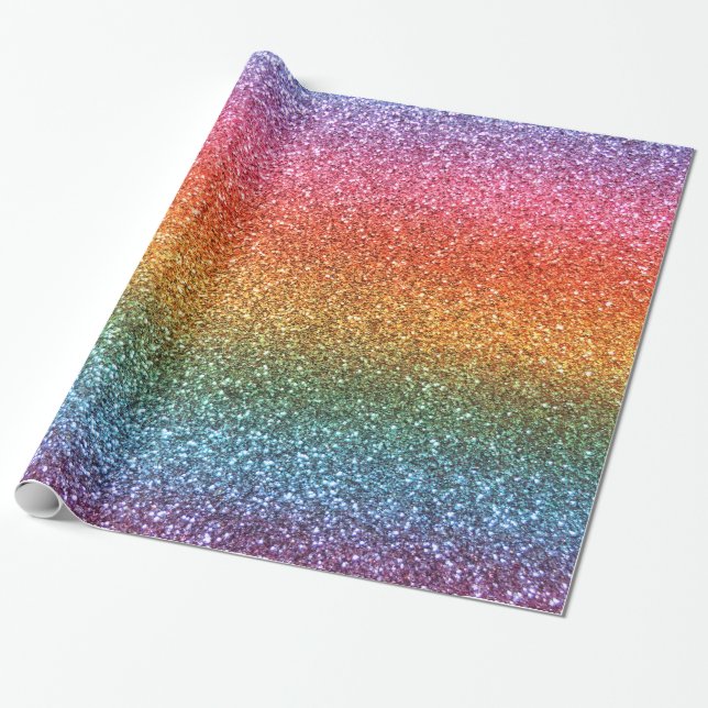 Regenbogen-Glitter Geschenkpapier (Ungerollt)