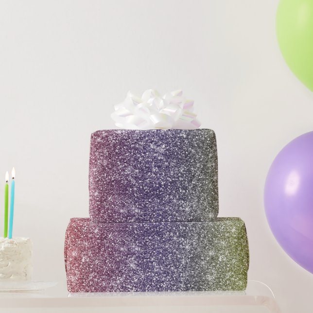Regenbogen Glitter  Geschenkpapier (Partygeschenke)